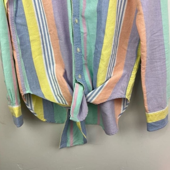 Ralph Lauren Colorful striped button up tie front Easter dress shirt Womens xs - Picture 3 of 7